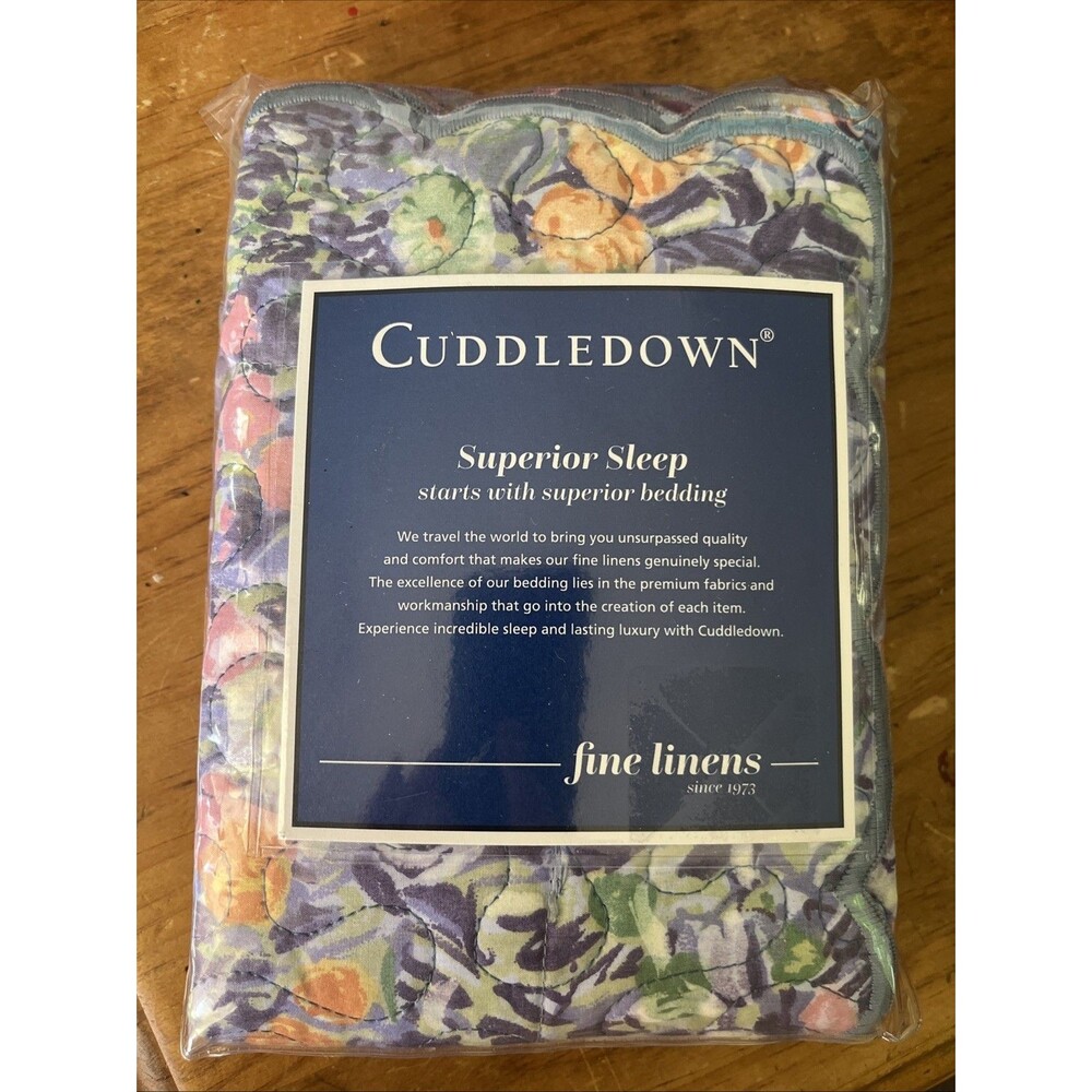 Cuddledown Superior Sleep Monet Quilted Sham Standard Size New Dark Blue
